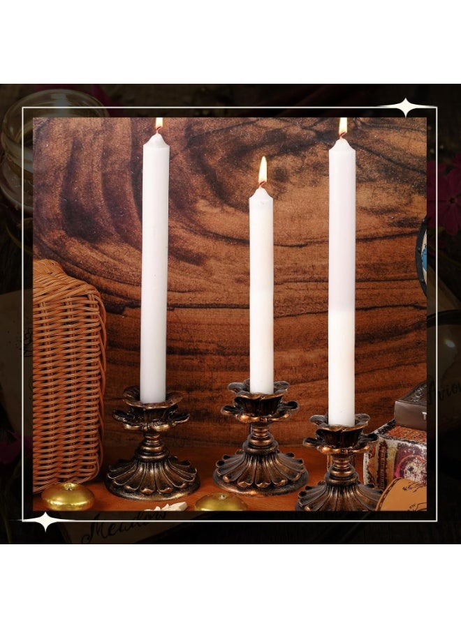 DUNISO حاملات الشموع العتيقة 3 عبوات، حاملات الشموع المعدنية النحاسية العتيقة، ديكور الشمعدان البرونزي العتيق، قوية ومتينة، لمدفأة، حفلة، تناول الطعام، المنزل، ديكور الزفاف، تناسب معظم الشموع - Image 5